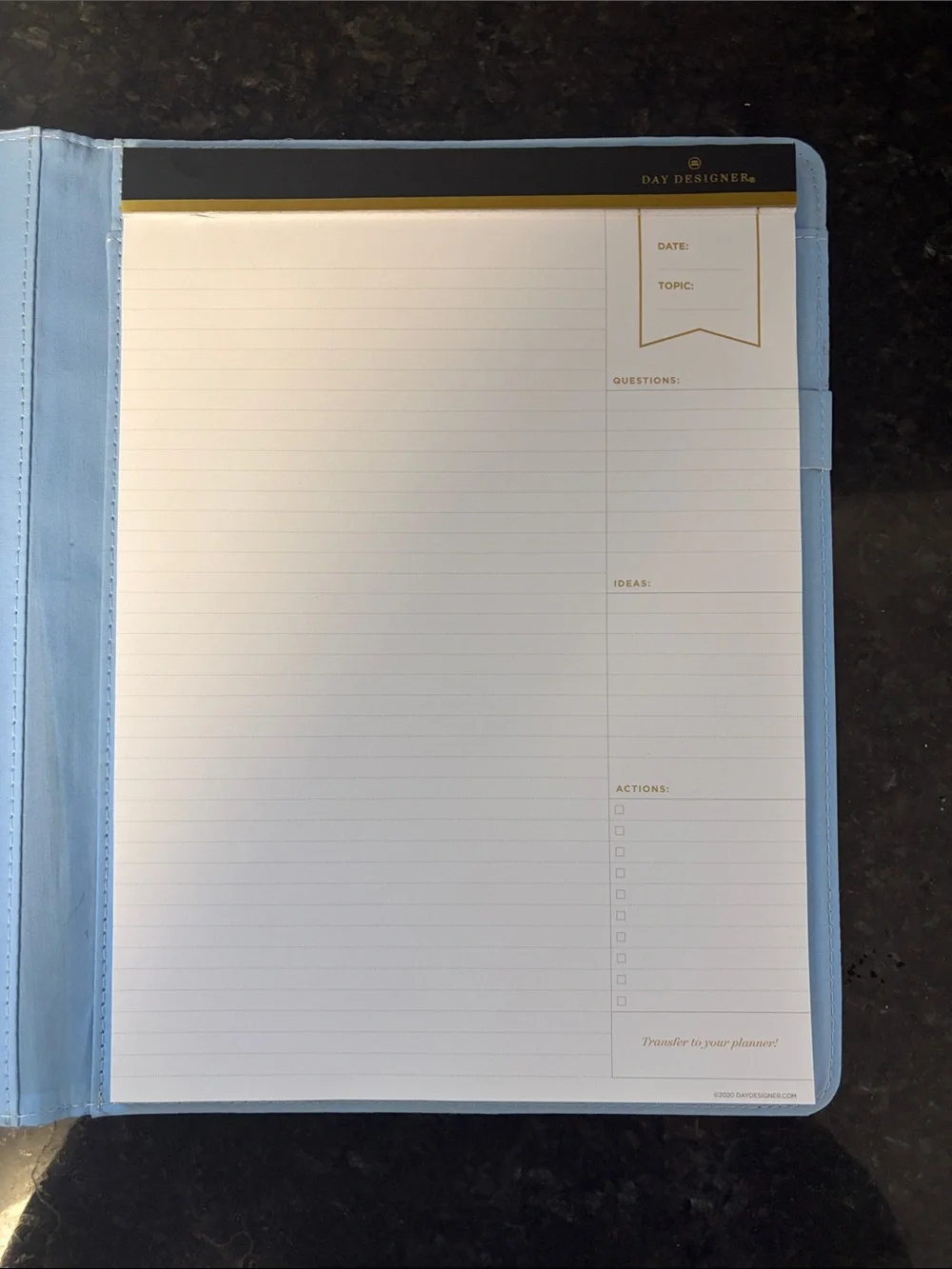 Day Designer for Blue Sky Faux Leather PadFolio Assortment, Dusty Blue